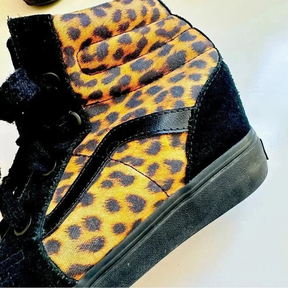 Vans Sk8 Cheetah/Leopard Hidden Wedge Hightop Sneakers from Urban Outfitters - Picture 6 of 9